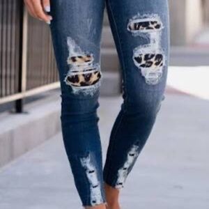 Judy Blue Women's Size 3/26 Lizzy High-Waist Leopard Patch Blue Jeans